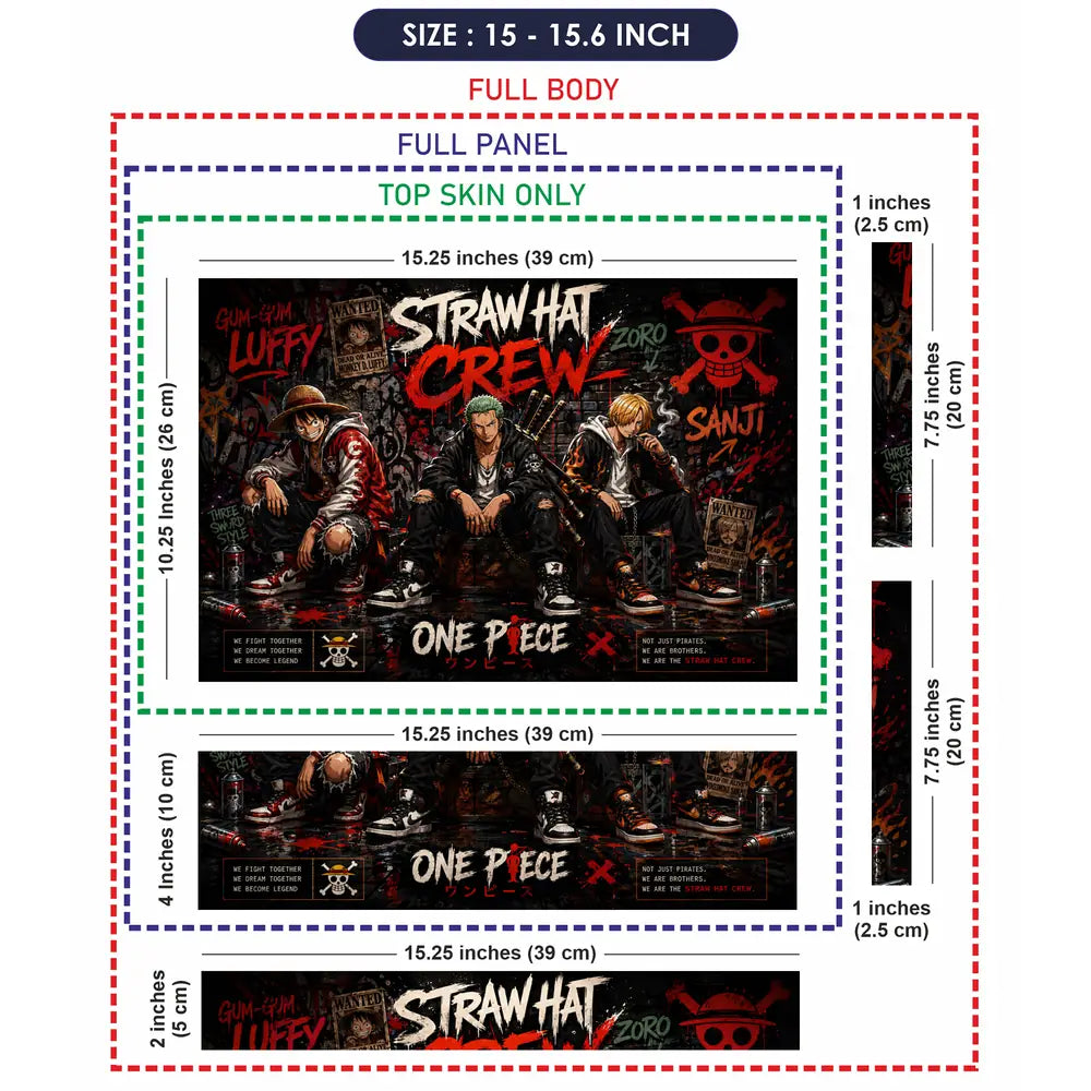 Anime One Piece Crew Legend Trio Laptop Skin - View 8