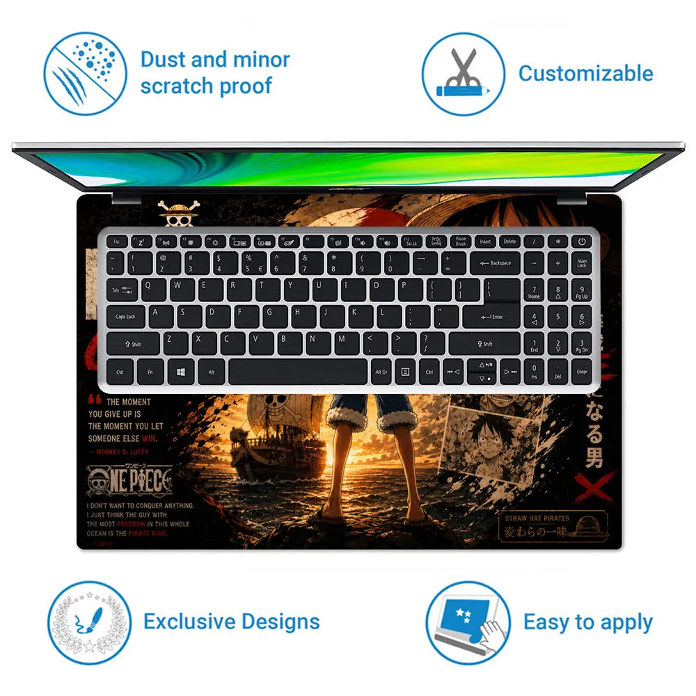 Anime One Piece Luffy Never Give Up Laptop Skin - View 5
