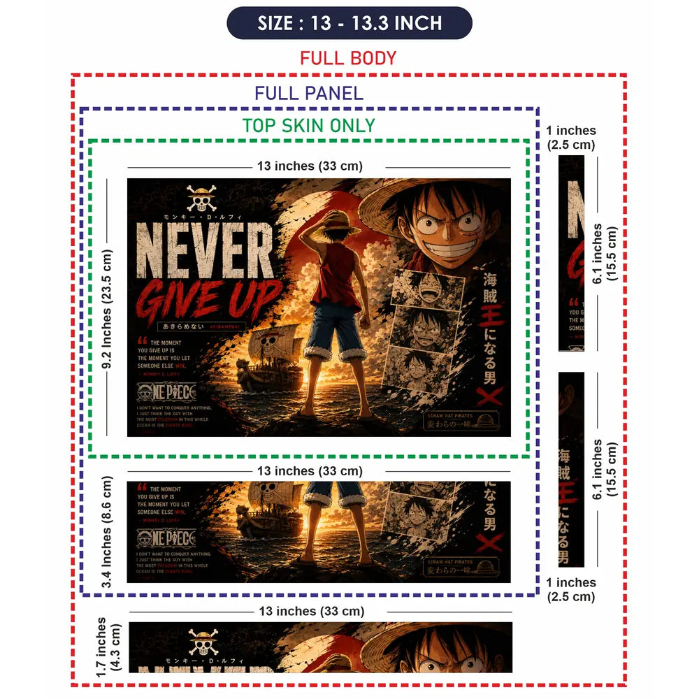 Anime One Piece Luffy Never Give Up Laptop Skin - View 6