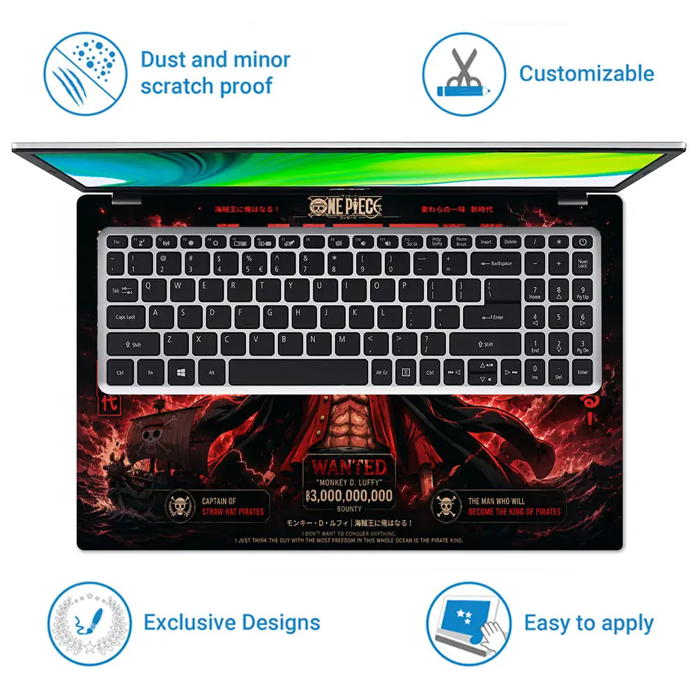 Anime One Piece Luffy Wanted Laptop Skin - View 5