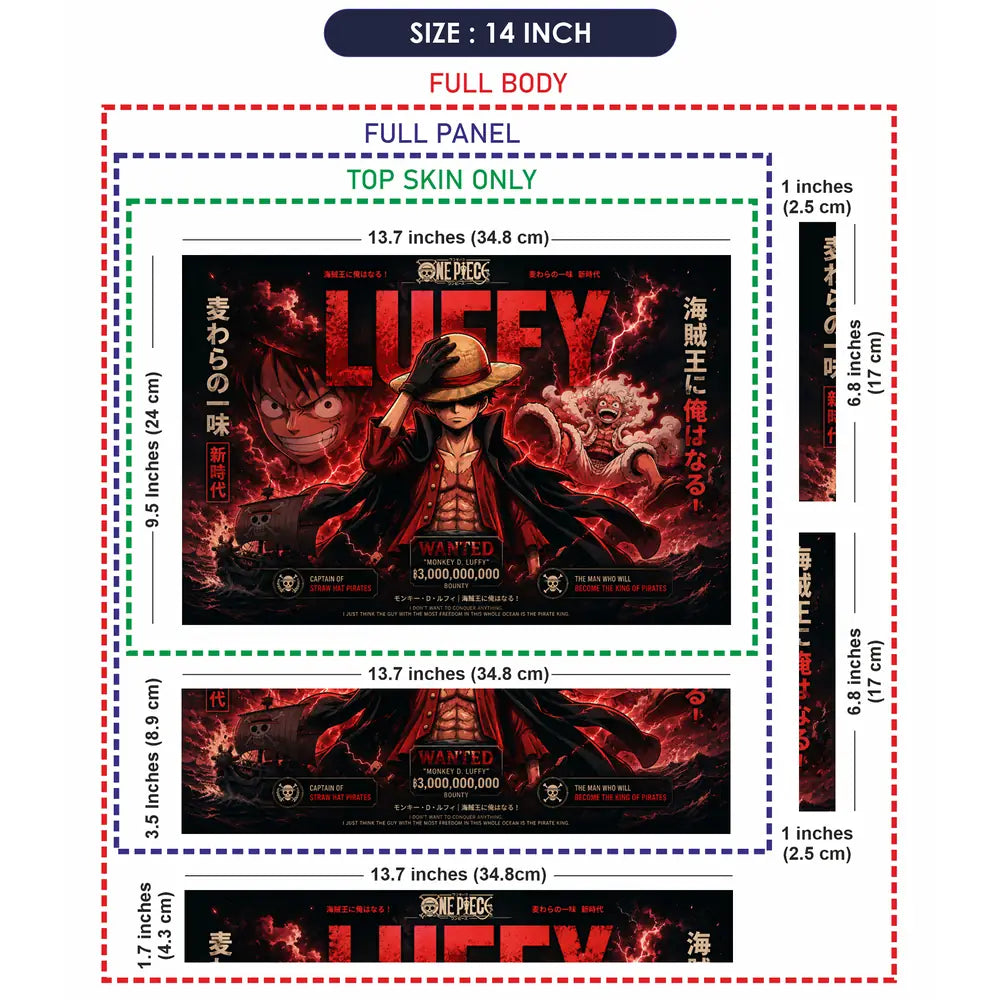 Anime One Piece Luffy Wanted Laptop Skin - View 7