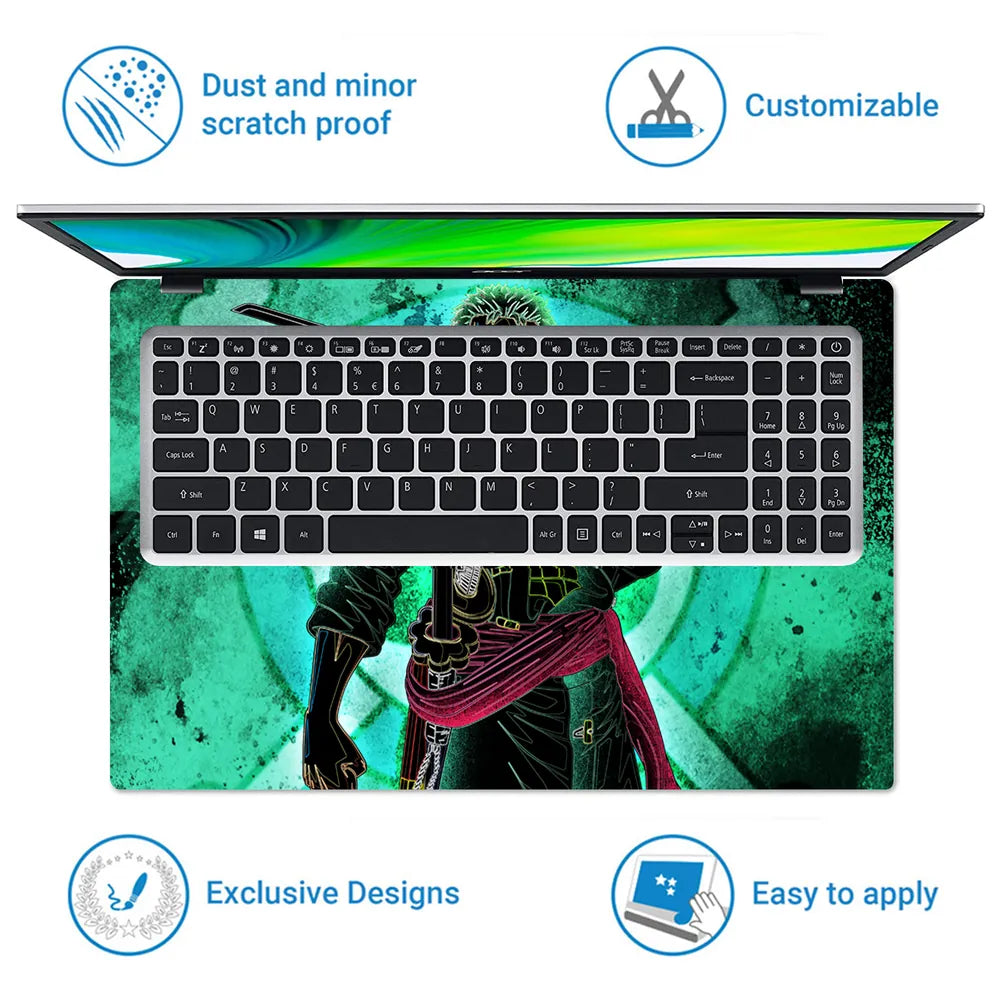 Anime One Piece Roronoa Zoro Green Laptop Skin - View 5