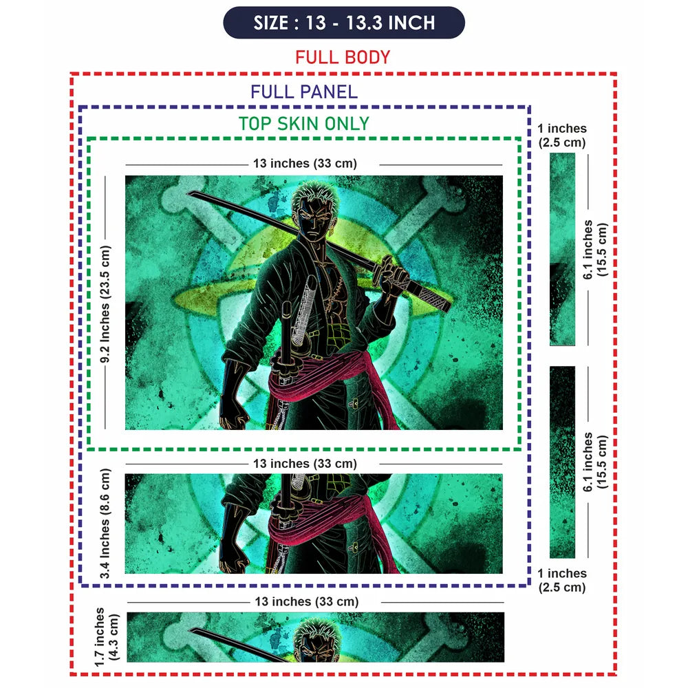 Anime One Piece Roronoa Zoro Green Laptop Skin - View 6