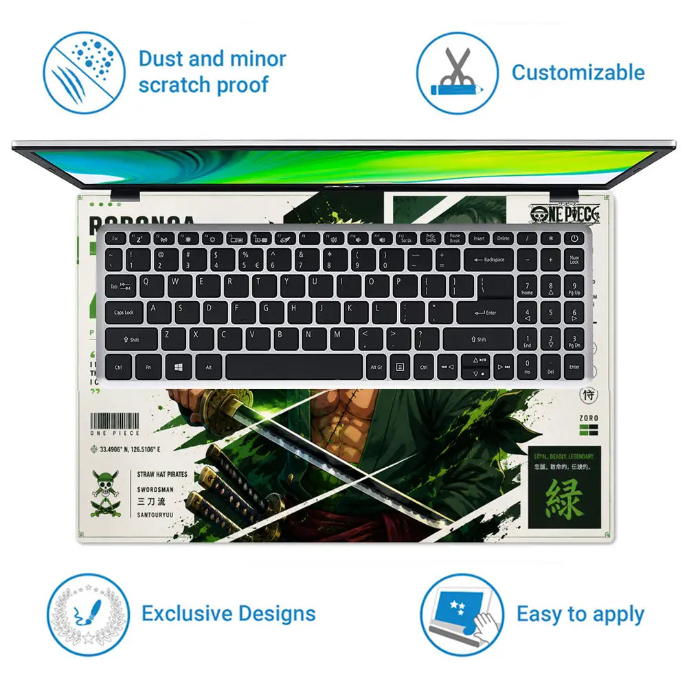 Anime One Piece Zoro Hunter Laptop Skin - View 5