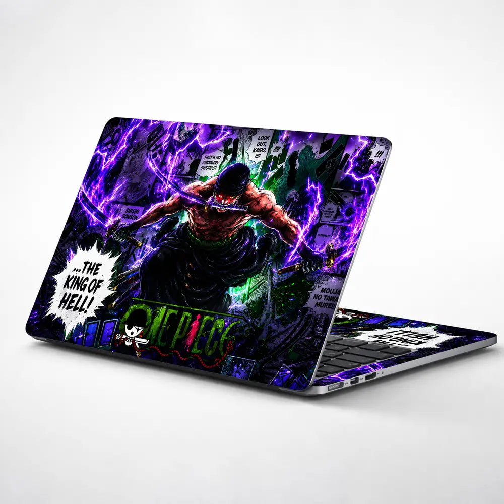 Anime One Piece Zoro King Of Hell Purple Laptop Skin - View 1