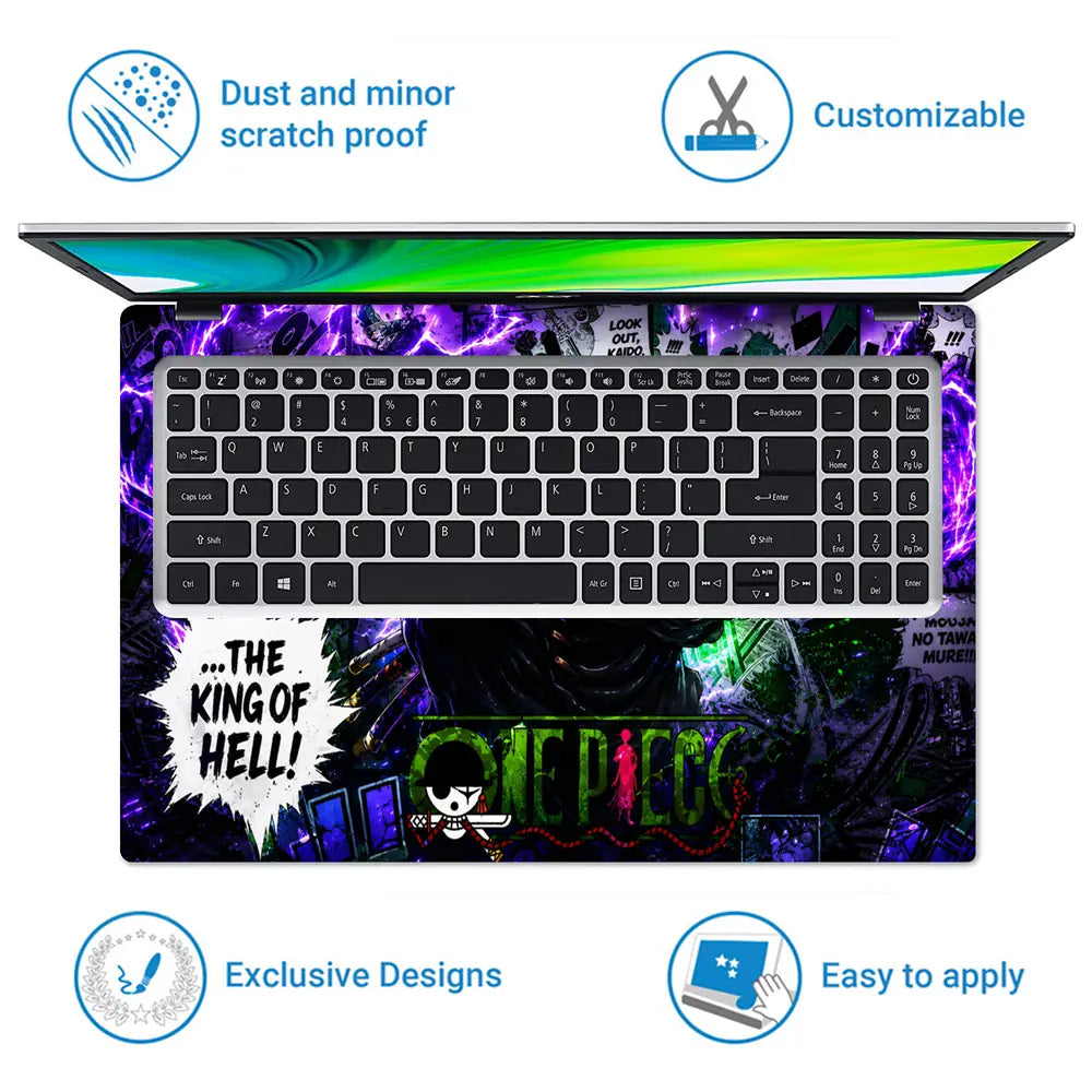 Anime One Piece Zoro King Of Hell Purple Laptop Skin - View 5