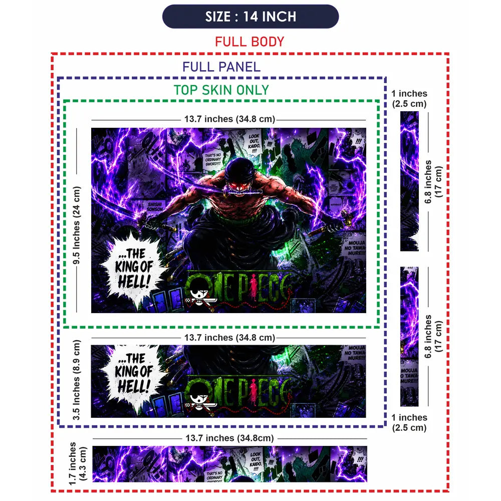 Anime One Piece Zoro King Of Hell Purple Laptop Skin - View 7