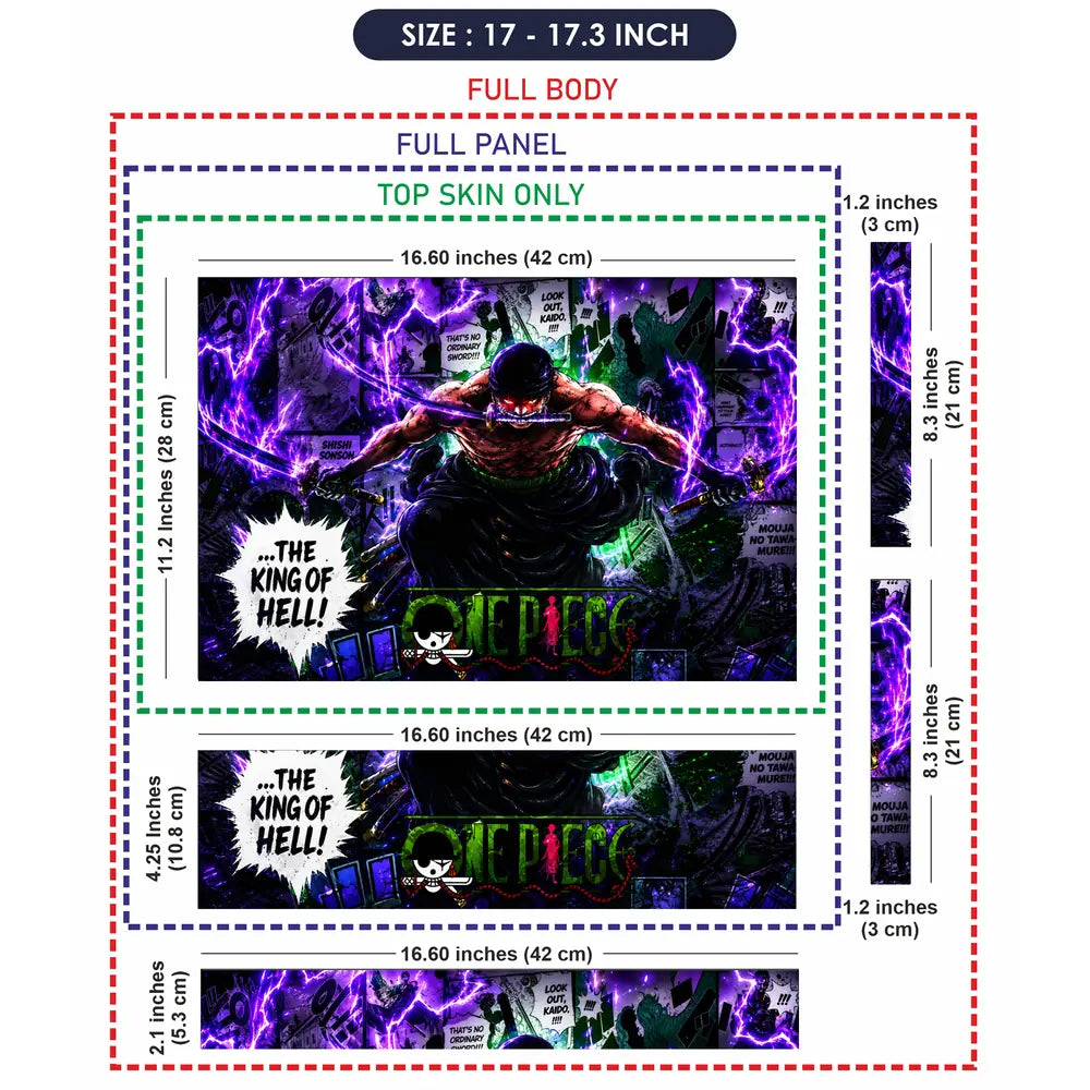 Anime One Piece Zoro King Of Hell Purple Laptop Skin - View 9