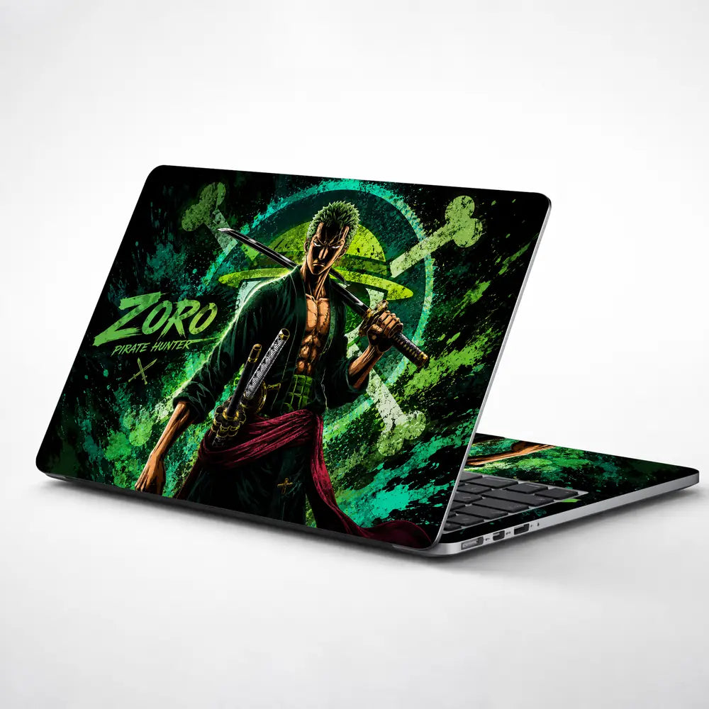 Anime One Piece Zoro Neon Green Stance Laptop Skin - View 1