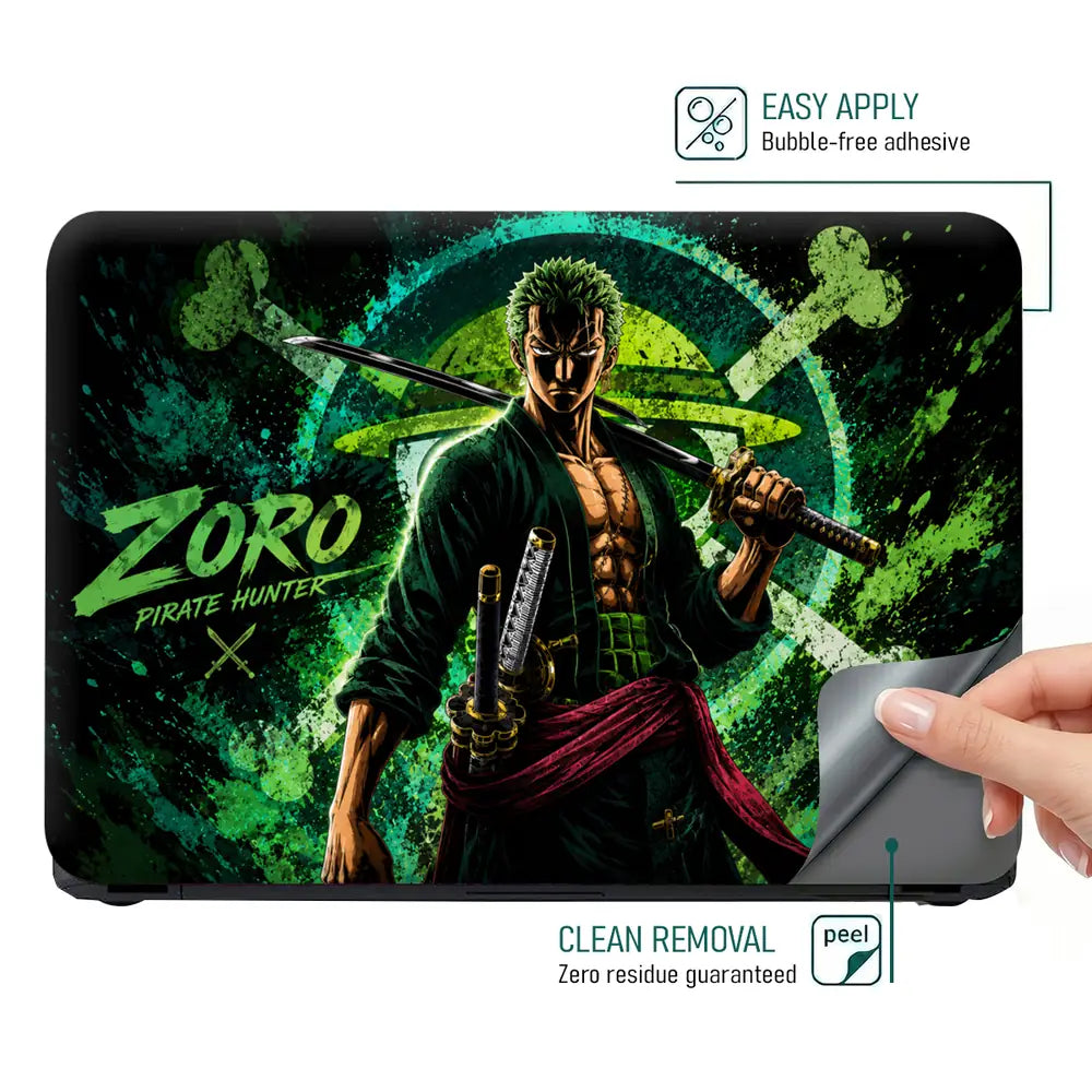 Anime One Piece Zoro Neon Green Stance Laptop Skin - View 4