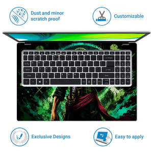 Anime One Piece Zoro Neon Green Stance Laptop Skin - View 5