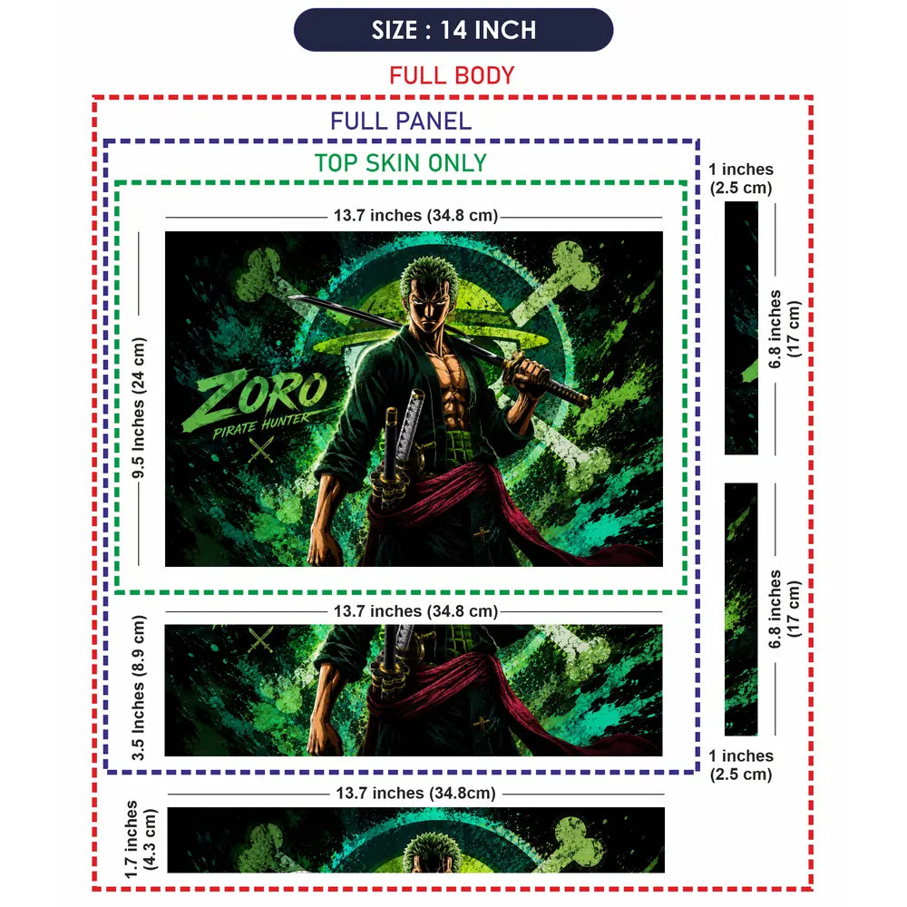 Anime One Piece Zoro Neon Green Stance Laptop Skin - View 7