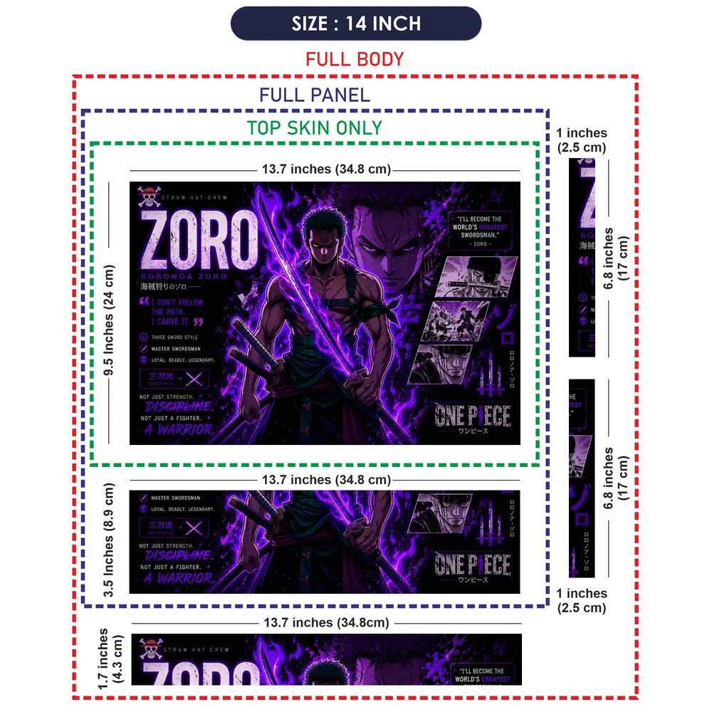 Anime One Piece Zoro Neon Laptop Skin - View 7