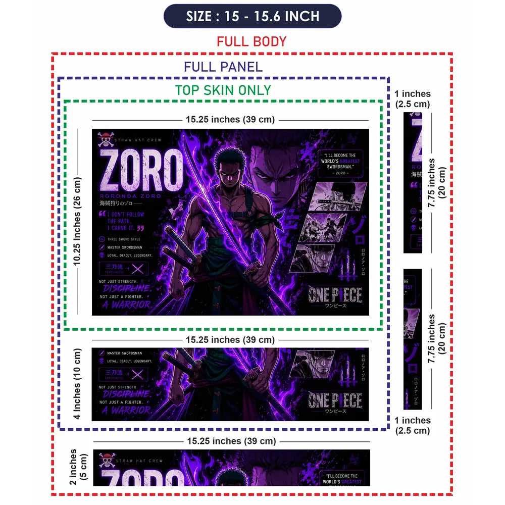 Anime One Piece Zoro Neon Laptop Skin - View 8