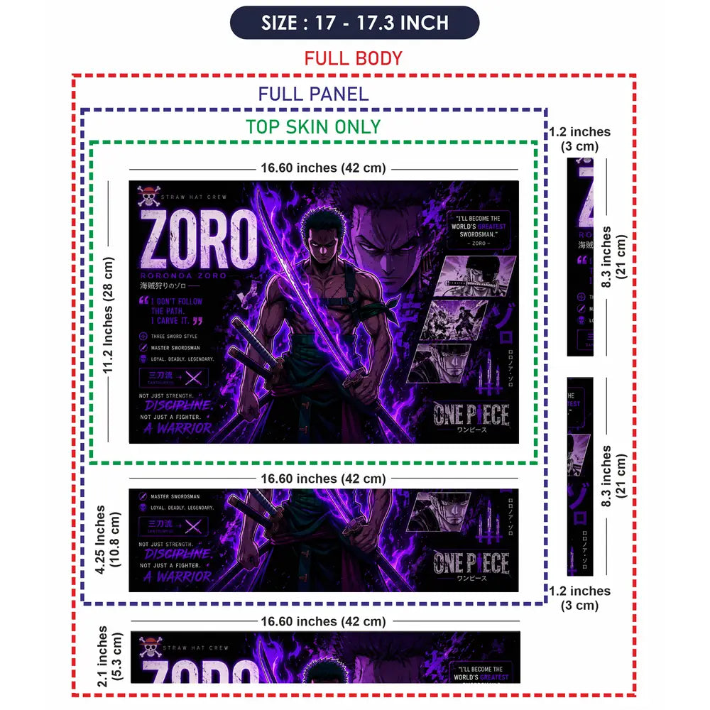 Anime One Piece Zoro Neon Laptop Skin - View 9
