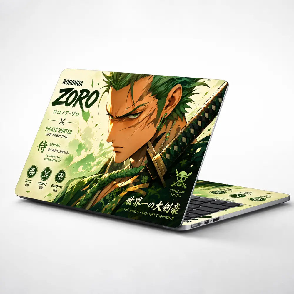 Anime One Piece Zoro Pirate Hunter Profile Laptop Skin - View 1