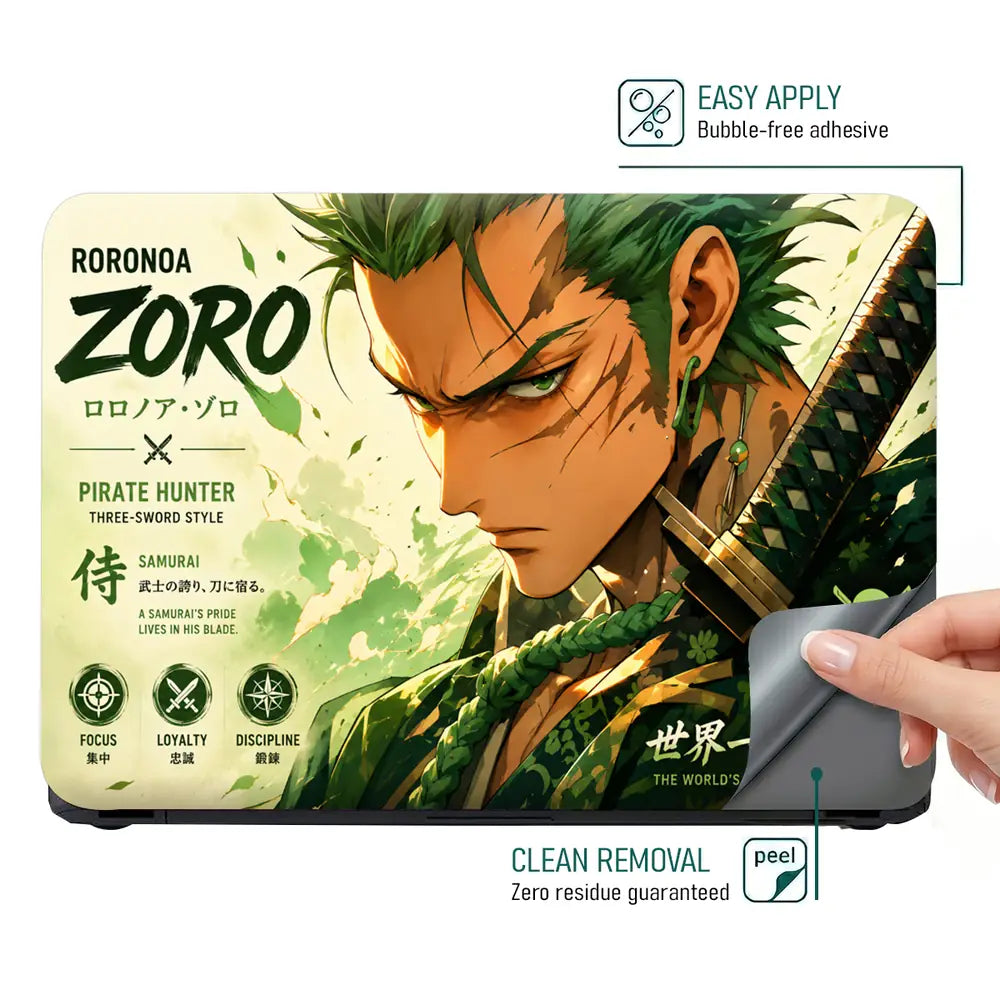 Anime One Piece Zoro Pirate Hunter Profile Laptop Skin - View 4