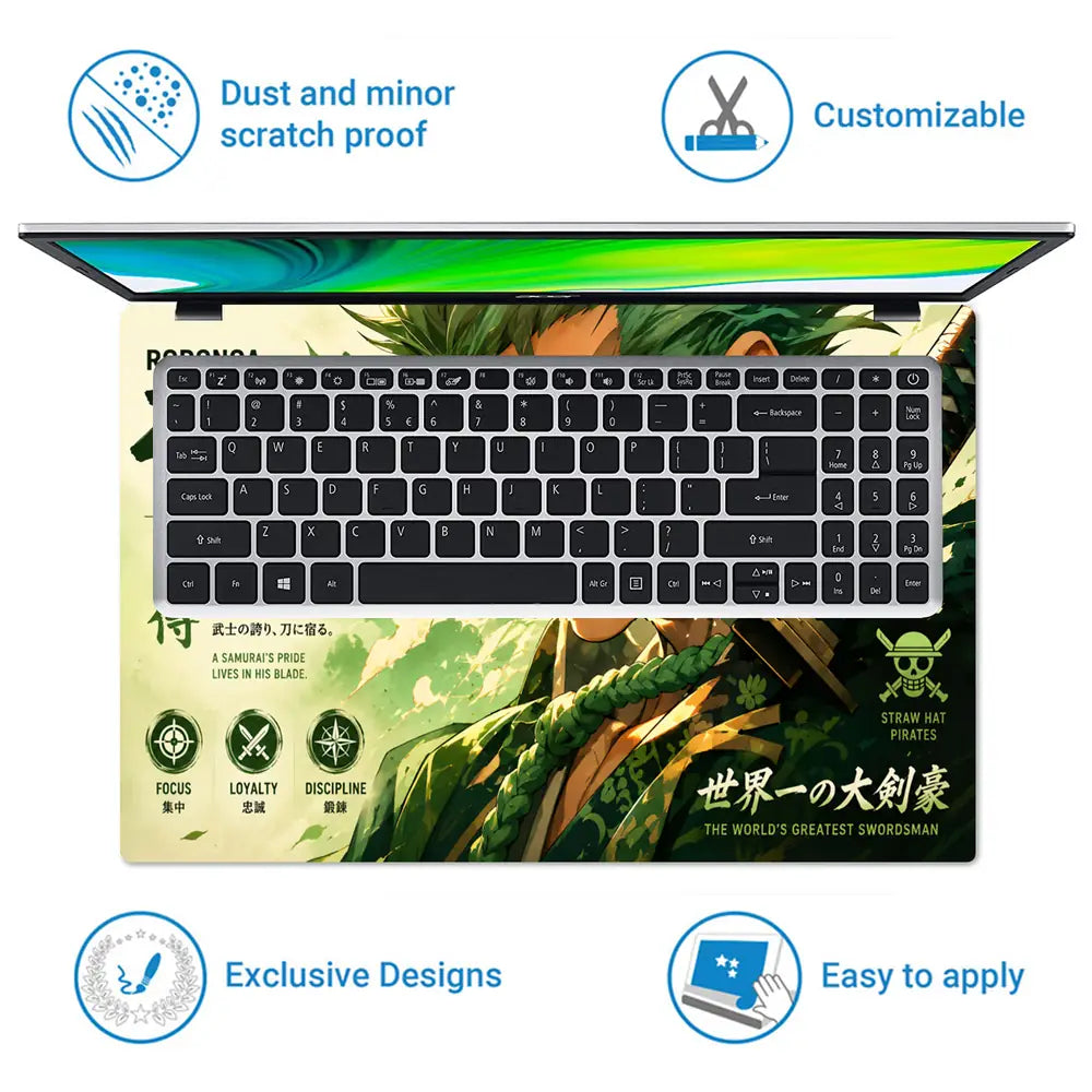 Anime One Piece Zoro Pirate Hunter Profile Laptop Skin - View 5