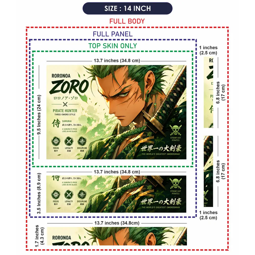 Anime One Piece Zoro Pirate Hunter Profile Laptop Skin - View 7