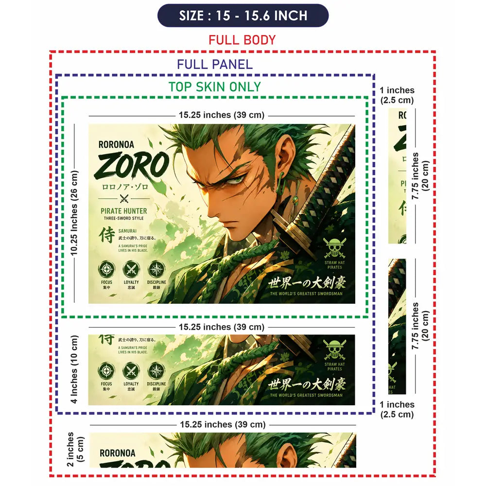 Anime One Piece Zoro Pirate Hunter Profile Laptop Skin - View 8