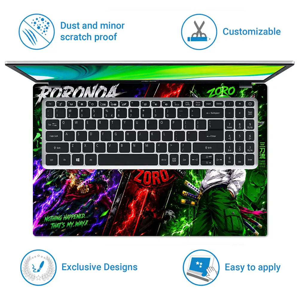 Anime One Piece Zoro Triptych Variants Laptop Skin - View 5