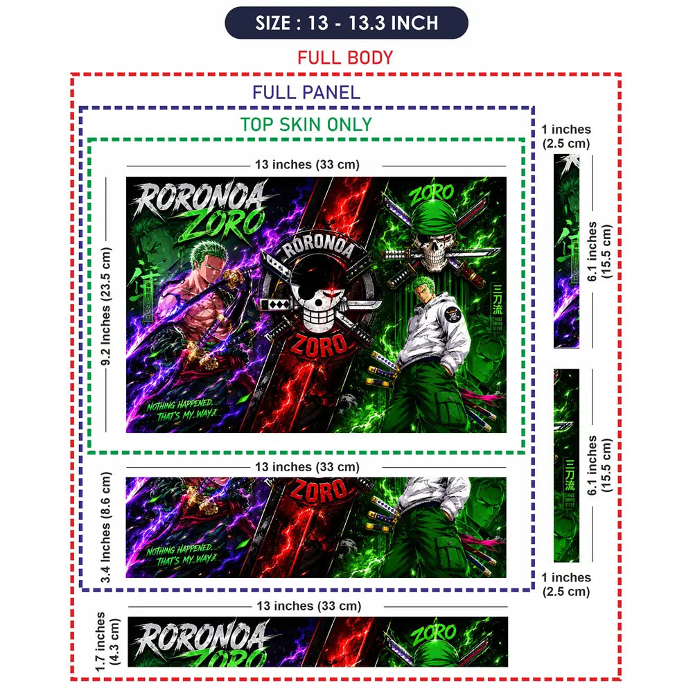 Anime One Piece Zoro Triptych Variants Laptop Skin - View 6