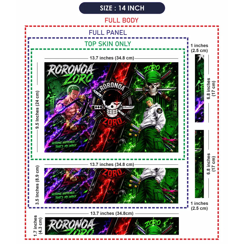 Anime One Piece Zoro Triptych Variants Laptop Skin - View 7