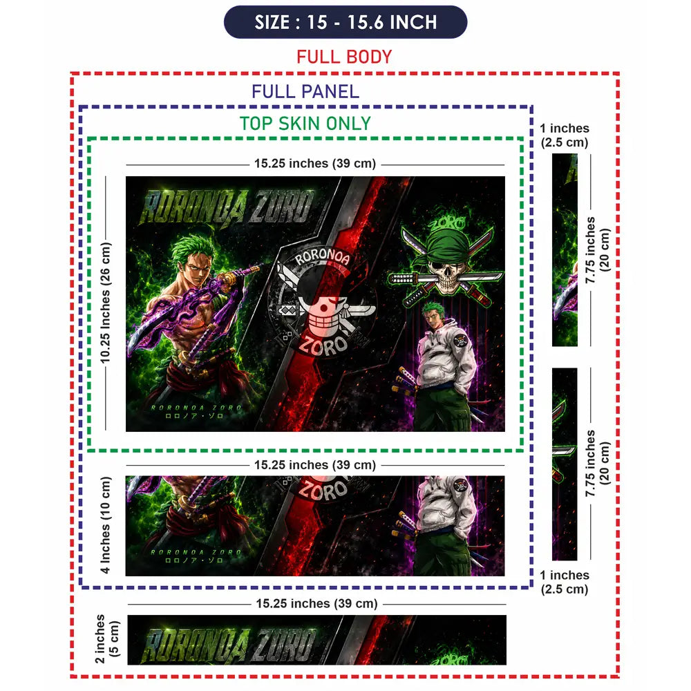 Anime One Piece Zoro Two Versions Logo Laptop Skin - View 8