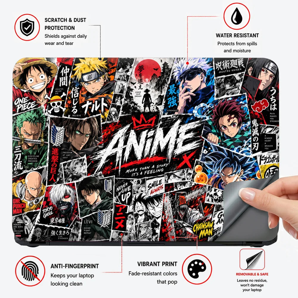 Anime Street-Art Collage Poster Laptop Skin - View 4