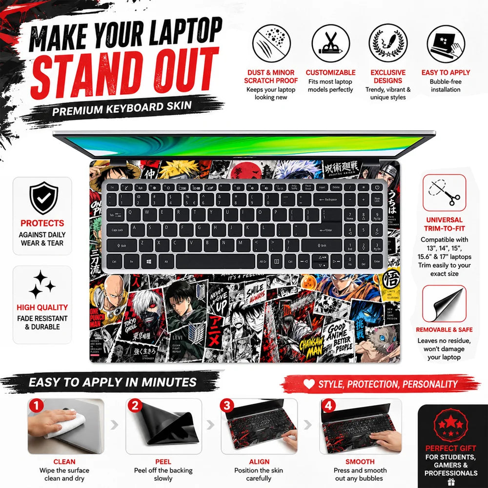 Anime Street-Art Collage Poster Laptop Skin - View 5
