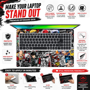 Anime Street-Art Collage Poster Laptop Skin - View 5