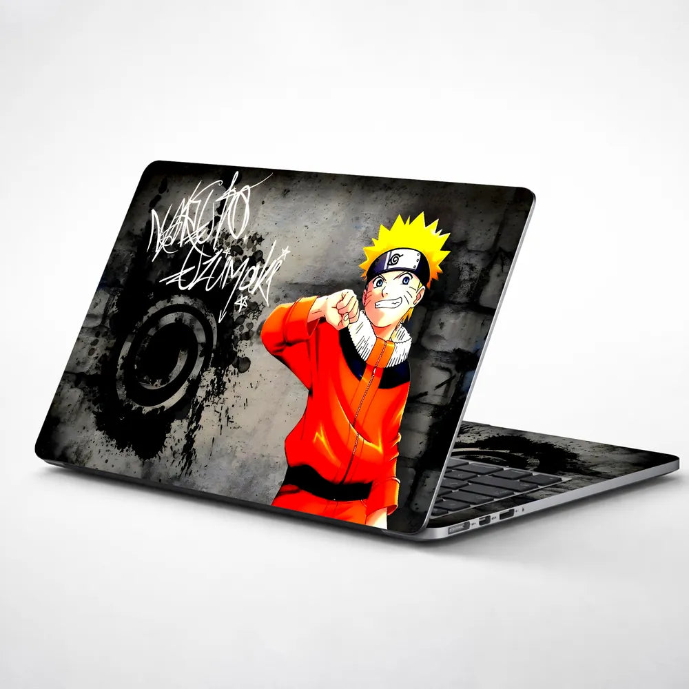 Anime Uzumaki Naruto Action Black Back Laptop Skin - View 1