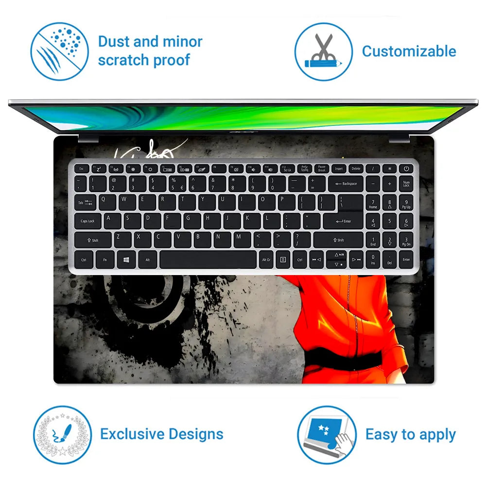 Anime Uzumaki Naruto Action Black Back Laptop Skin - View 5