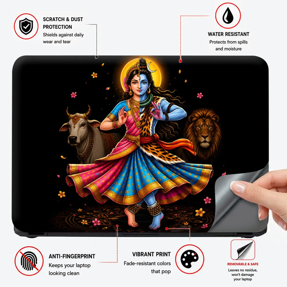 Ardhanari Dance Cow Lion Laptop Skin - View 4