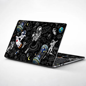 Astronaut Doodle Space Collage Laptop Skin - View 1