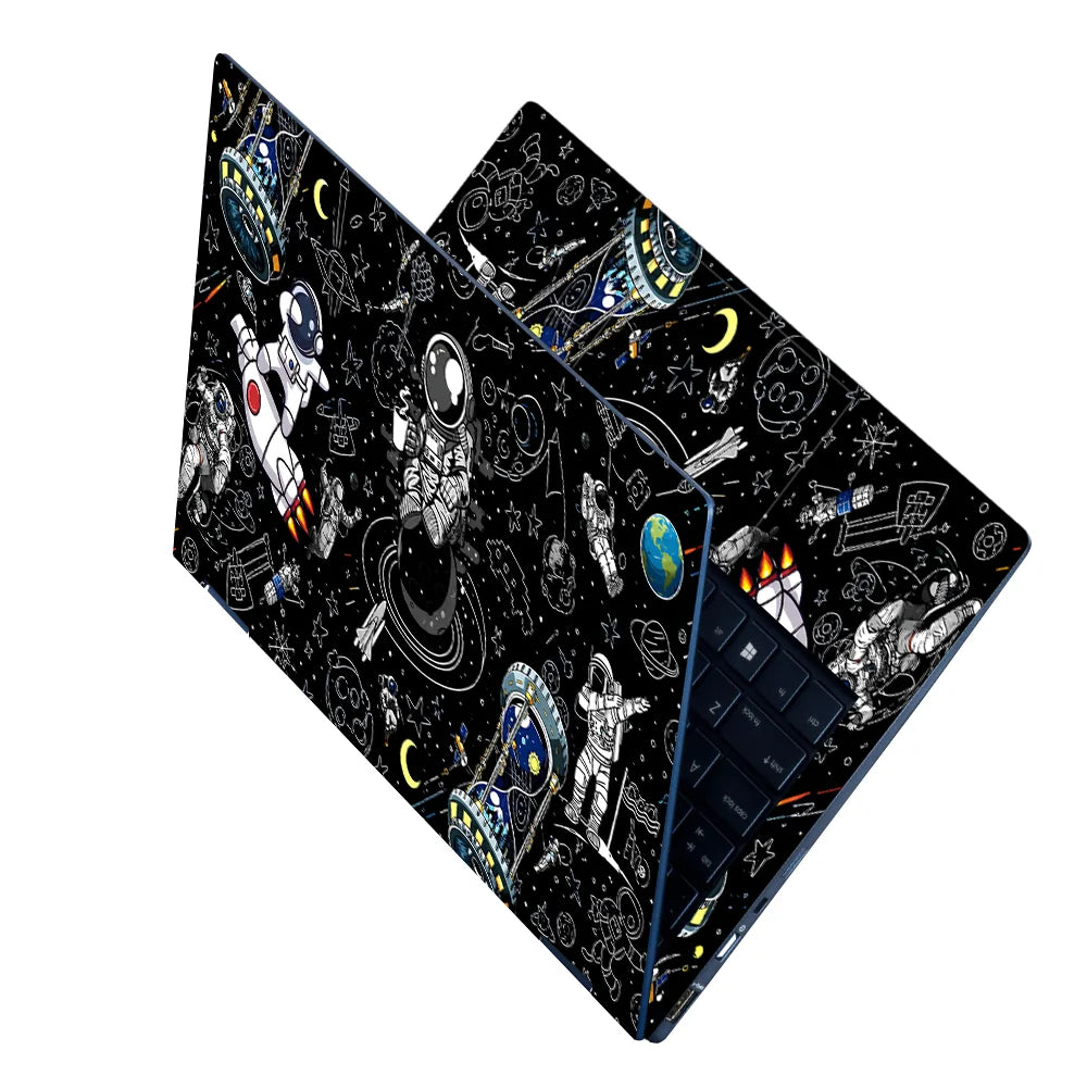 Astronaut Doodle Space Collage Laptop Skin - View 2
