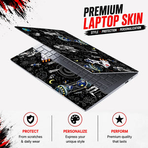 Astronaut Doodle Space Collage Laptop Skin - View 3