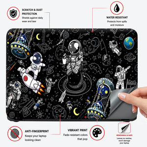 Astronaut Doodle Space Collage Laptop Skin - View 4