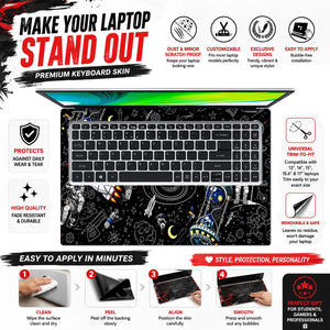 Astronaut Doodle Space Collage Laptop Skin - View 5