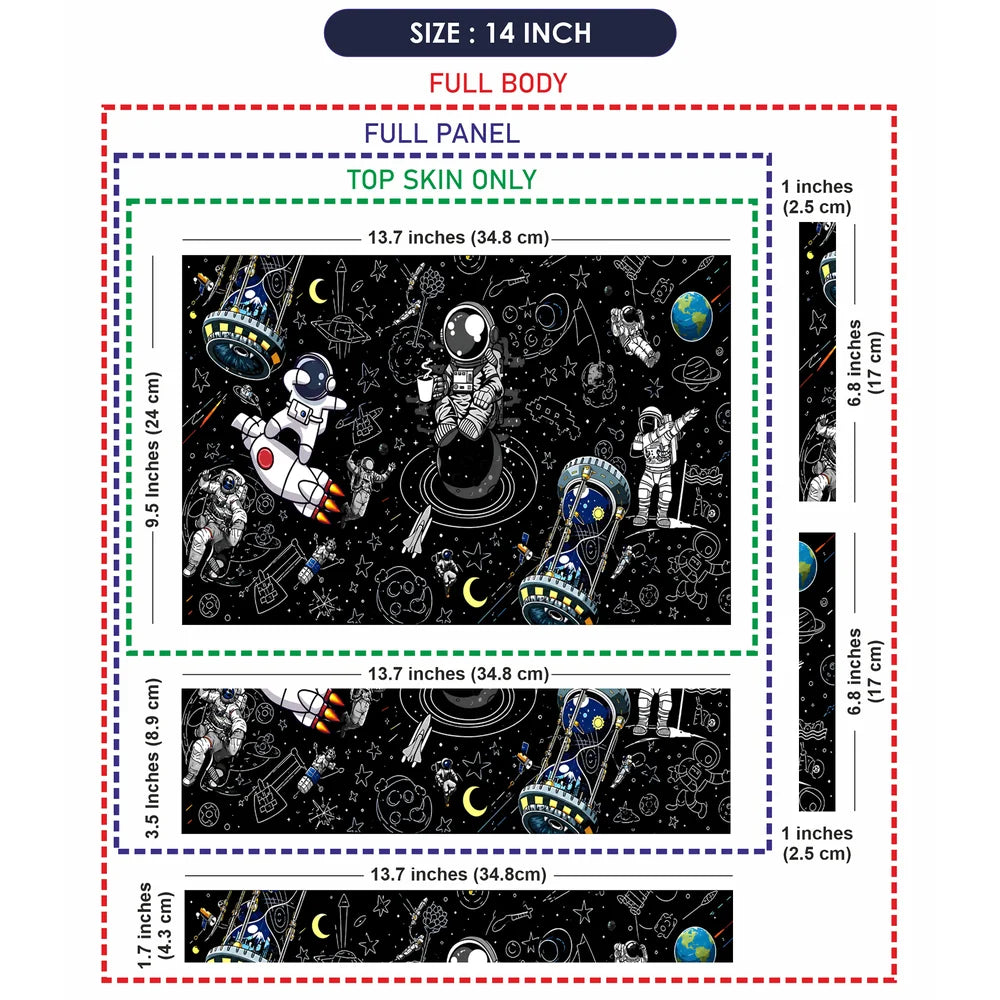 Astronaut Doodle Space Collage Laptop Skin - View 7