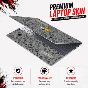 Astronaut Yellow Moon Doodles Laptop Skin - View 3