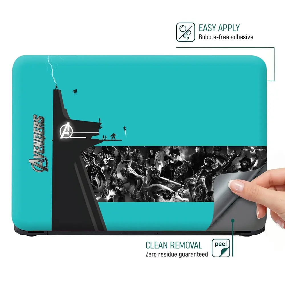 Avengers Assemble Force Cyan Back Laptop Skin - View 4