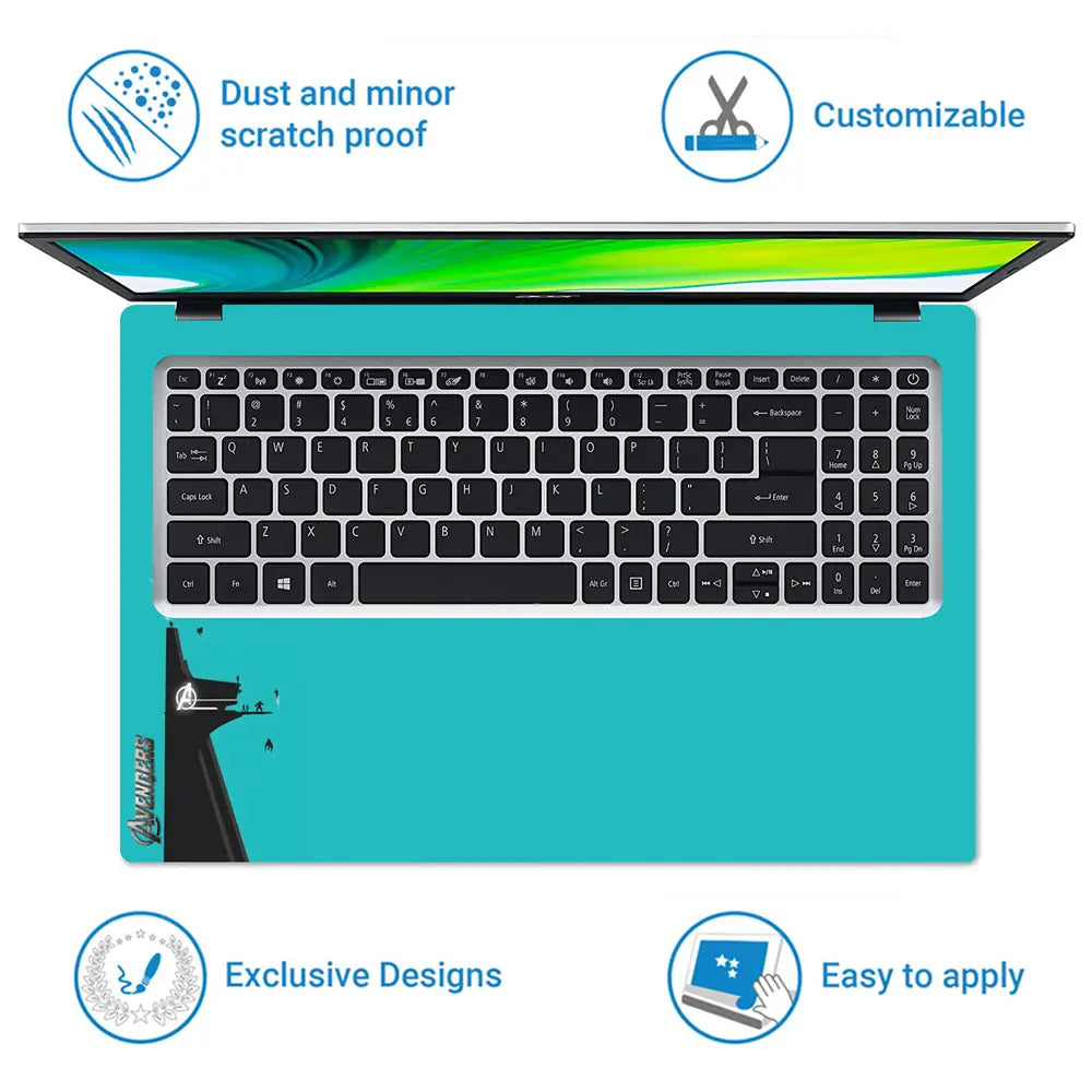 Avengers Assemble Force Cyan Back Laptop Skin - View 5