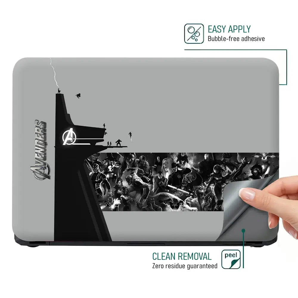 Avengers Assemble Force Grey Back Laptop Skin - View 4