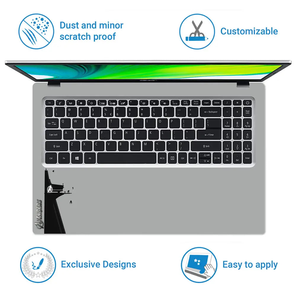 Avengers Assemble Force Grey Back Laptop Skin - View 5