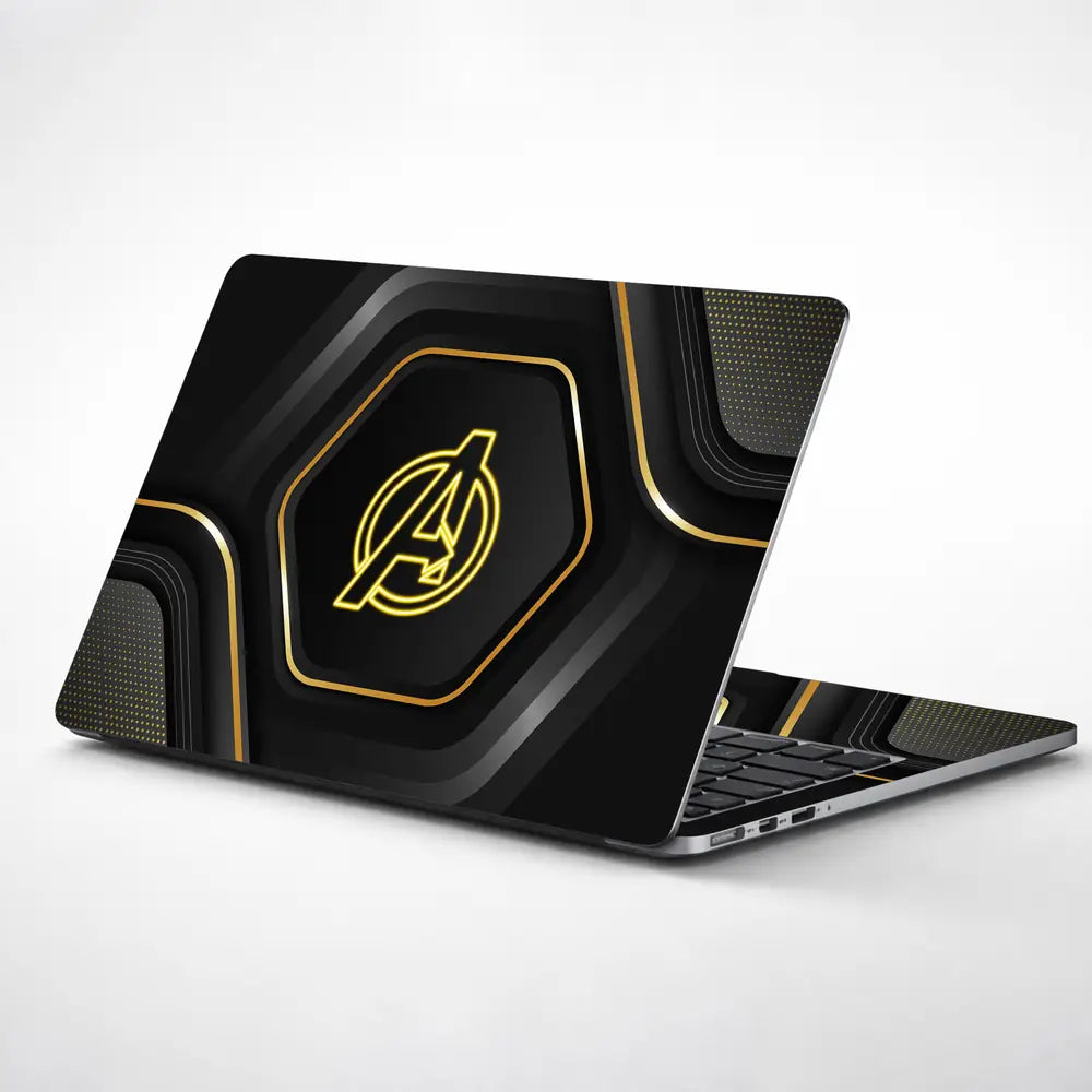 Avengers Gold Black Logo Laptop Skin - View 1