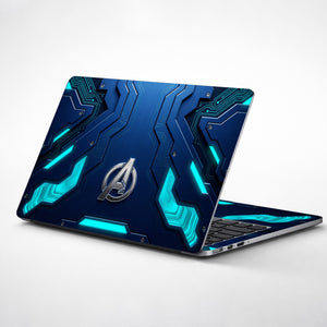 Avengers Logo Cyan Circuit Laptop Skin - View 1