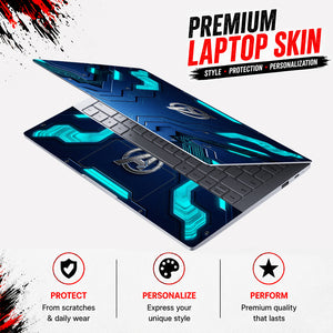 Avengers Logo Cyan Circuit Laptop Skin - View 3