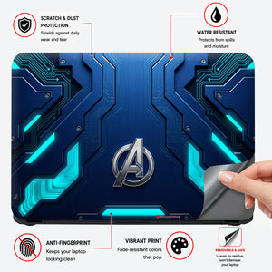 Avengers Logo Cyan Circuit Laptop Skin - View 4