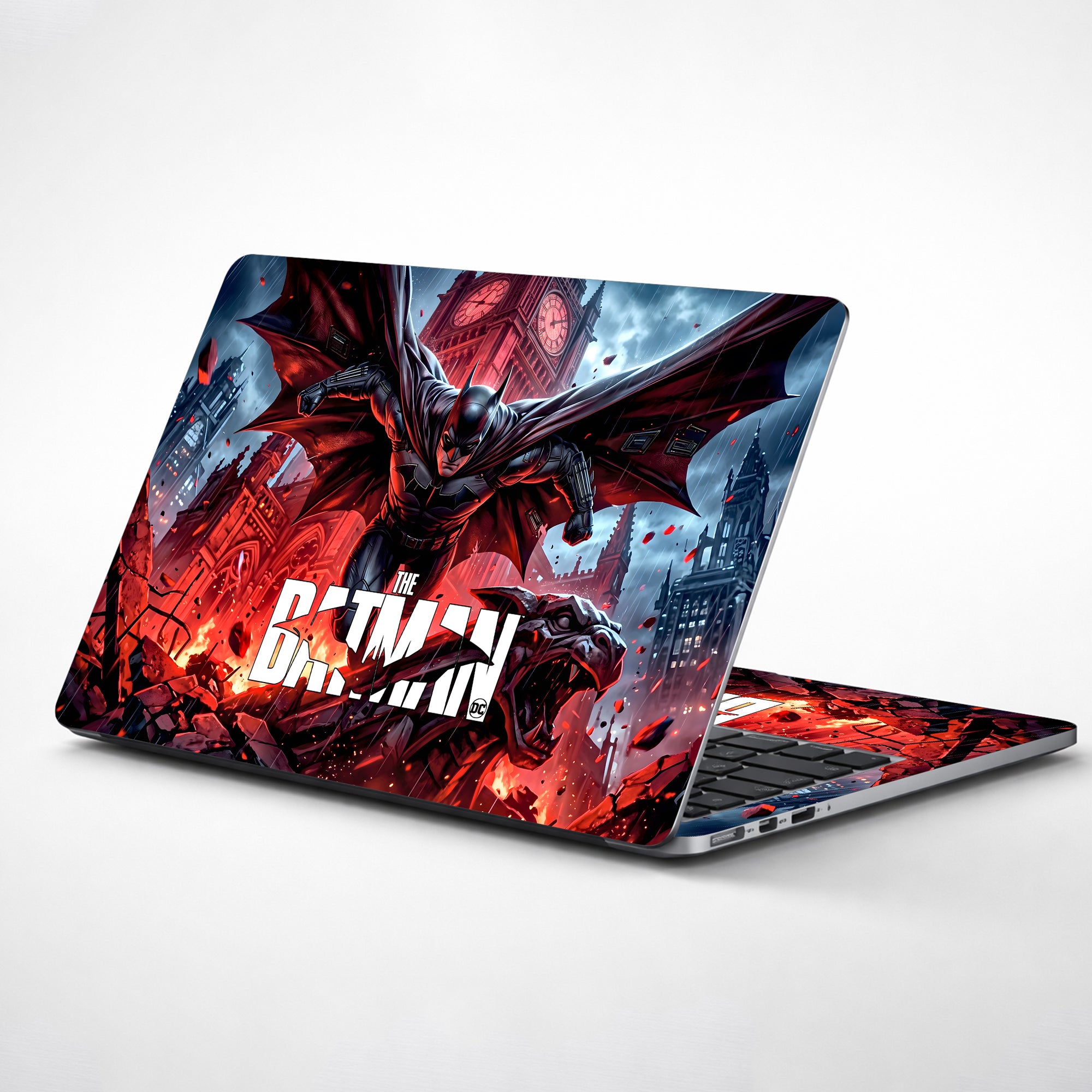 Batman Big Ben Gargoyle Flight Laptop Skin - View 1